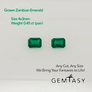 Cut stone - Emerald Zambian hydrothermal lab grown, 4x3mm 0.45ct (pair) - Picture 1 of 3