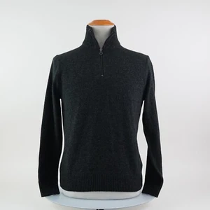 J.Crew Men's Medium Half Zip Wool Blend Sweater Dark Gray Casual Knit Pullover - Picture 1 of 24