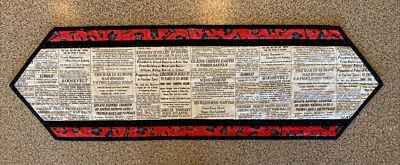 PERIÓDICO NOTICIAS TITULARES EDREDÓN MESA CORREDOR TOPPER Negro Rojo Blanco 12 x 39 1/2 Foto 1 de 4