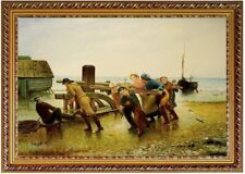 Ölbild Fischer, Schiffe Henry Bacon, Gemälde Ölgemälde signiert F:60x80cm