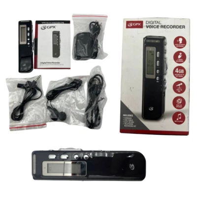GPX PR047B Digital Voice Recorder 4GB Flash Memory Audio Dictaphone Recorder - Image 1 of 4