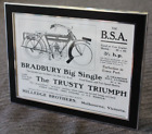 Vintage B.s.a Motorcycle Advert - Framed In Quality Metal Frame C1910