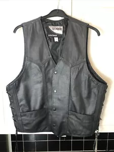 Echtleder Herren Lederweste Schwarz Größe 42 Neu - Bild 1 von 5