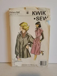 Vintage Kwik Sew Pattern 847 Ladies Dress And Top Stand Up Collar Sizes 6-12 FF - Picture 1 of 3