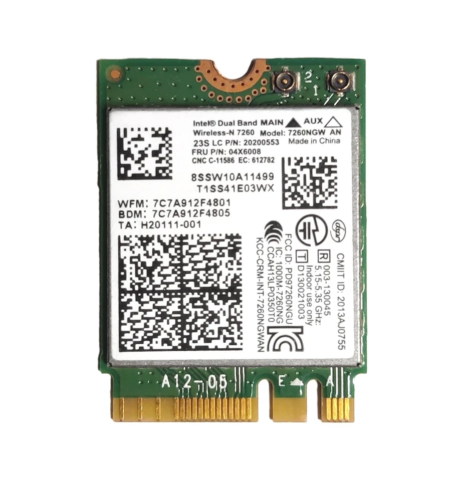 Intel M.2 NGFF WLAN Modul 7260 NGW 802.11ac ohne Branding - Bild 1 von 1