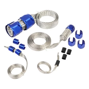 Braided Hose Engine Dress Up Kits Radiator Vacuum Fuel Oil Sleeving Blue - Picture 1 of 12