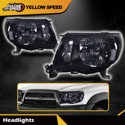 Fit For 2005-2011 Toyota Tacoma Smoked Headlights Headlamps Light Left+Right - Image 1 of 4