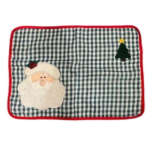 Santa Christmas Holiday Rectangle Placemats, Set of 4 Green White Red - Picture 1 of 4