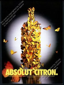 Botella de vodka Absolut Citron Butterfly 2001 foto anuncio impreso vintage - Imagen 1 de 7