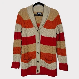 Lands End Drifter Cardigan Sweater Small 6 8 Cable Knit Chunky Fisherman Coastal - Picture 1 of 8