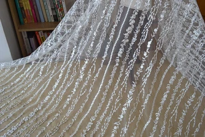 Pailletten Kostüm Braut Kleid Stoff Bestickt Aqua Pflanze Hochzeit Spitze Tüll 1 - Bild 1 von 9
