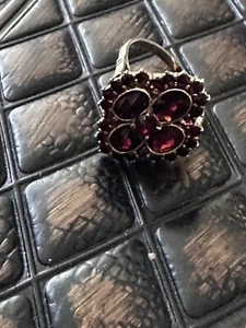 Gold Antique Victorian Rose Cut Bohemian Garnet Ring Sz 7-7.5 - Picture 1 of 16