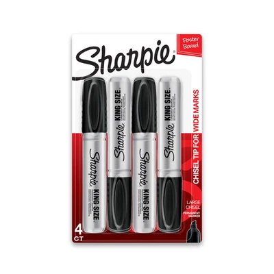 Sharpie King-Size Permanent Markers, Black, Pack Of 4 - Image 1 of 4