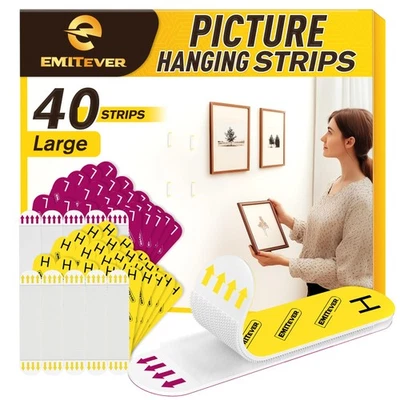 Picture Hanging Strips Heavy Duty, Damage Free Picture Hangers for Walls, Han... Foto 1 de 4