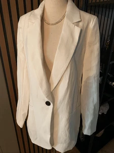 Blazer Zara Blanco Talla Grande XS Traje de Trabajo Elegante Blazer de Trabajo Nuevo con Etiquetas - Imagen 1 de 9