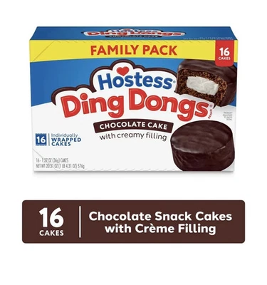 Pasteles de aperitivos Hostess Ding Dongs, sabor chocolate, cartón de 20,31 oz (16 unidades) Foto 1 de 3
