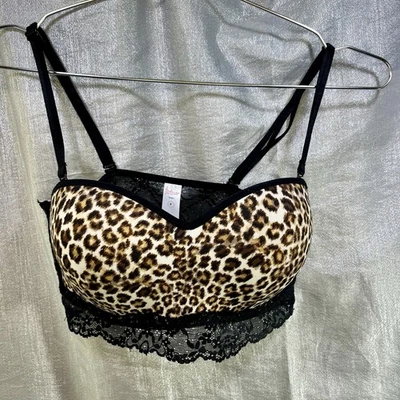 Sujetador FLIRTITUDE Bandeau Acolchado Estampado Leopardo y Encaje Talla Grande Foto 1 de 4