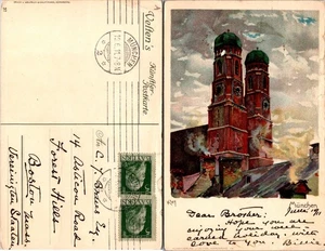 Postal de Nuremberg Alemania con iglesia histórica - Imagen 1 de 1