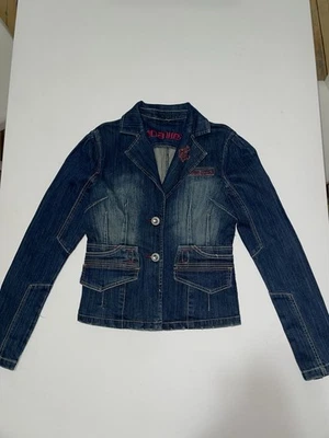 Rocawear denim jacket with pink rhinestone and gems - Imagem 1 de 4