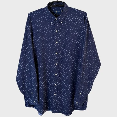 Camisa de vestir Ralph Lauren Performance geométrica con botones azul para hombre talla 2XLT Foto 1 de 4