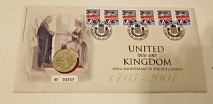 Royal Mint BUNC 2007 £2 The Act of the Union Coin and Stamp Cover - Bild 1 von 3