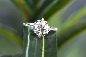 14k White Gold 2.07 CT Lab Created Diamond Halo Mount Engagement Ring w IGI Cert - Picture 1 of 11