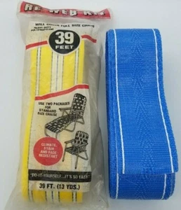 Vintage Wellington Re-Web Kit Lot of Webbing Covers 39 Feet Yellow & 30 Blue - Picture 1 of 5
