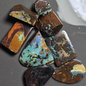 Boulder Opal Rub Parcel From Koroit Blue Green Matrix Lapidary 199.1 Ct Rough - Imagen 1 de 24