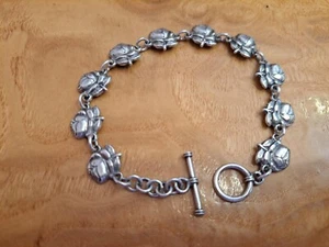 925 Sterling Silver Saint Medal Bracelet Toggle Clasp Link Chain Bracelet - Picture 1 of 4