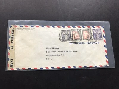 Br Guayana Segunda Guerra Mundial Censura Cubierta a EE. UU. + Bicolor KGVI Franking + Inmigrantes Chinos Foto 1 de 2