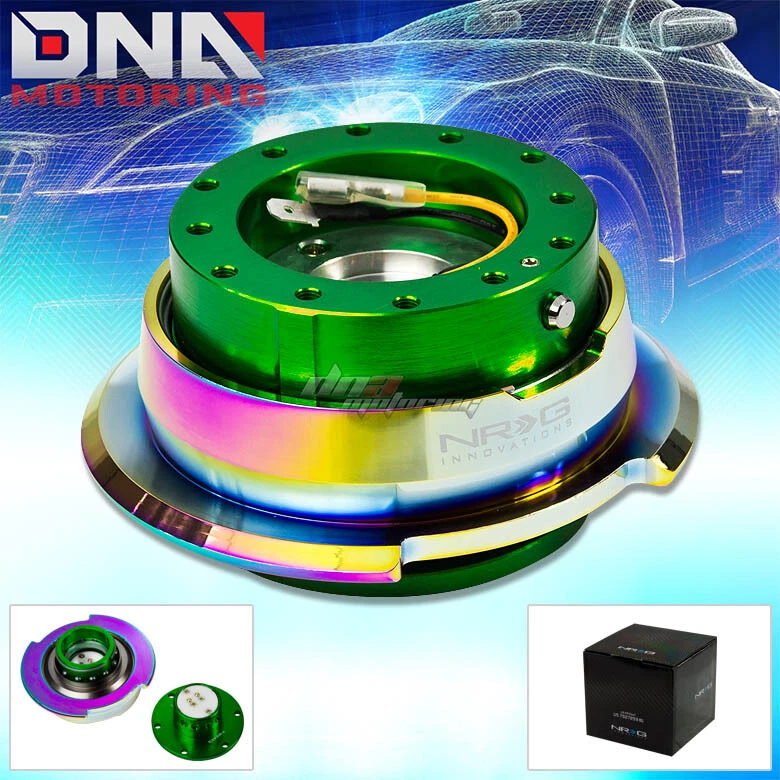 NRG GEN 2.8 STEERING WHEEL QUCIK RELEASE HUB/ADAPTER GREEN BODY TITANIUM RING - Image 1 of 1