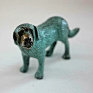 Hund Messing 260g Tier Figur NEU animal brass Skulptur Deko Statue Patina grün 2 - Bild 1 von 6