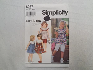 Simplicity Pattern - Child's Dress/Top & Bicycle Shorts (5-6X) #8937 - Uncut - Picture 1 of 5