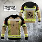 Customize Qr Code Firefighter Hoodie For Men And Women S-5Xl Fireman Shirt