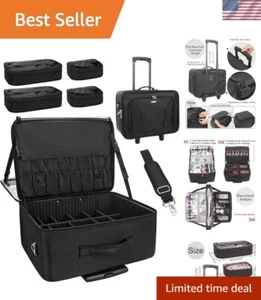 Rolling Makeup Train Case,Trolley Cosmetic Case,3-Layer Cosmetic Organizer,Ex... - Picture 1 of 9