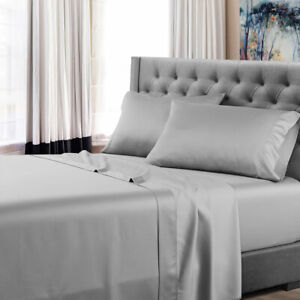 4 Piece Bed Sheets Set Hotel Luxury Ultra Soft 100% Cotton Deep Pocket Sheet Set