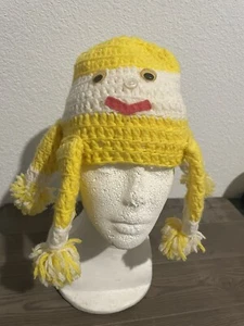 Vintage girls handmade crochet Yellow hat cap Sunshine Person - Picture 1 of 6