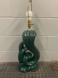 Vintage Mid Century Modern Green Abstract Ceramic Lamp WORKS - Picture 1 of 6