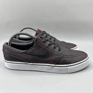 Nike Zoom Air Stefan Janoski Sneakers Men Size 9.5 Red Black Leather Skate Shoes - Picture 1 of 8