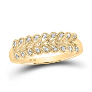 10kt Yellow Gold Womens Round Diamond Band Ring 1/10 Cttw - Picture 1 of 1