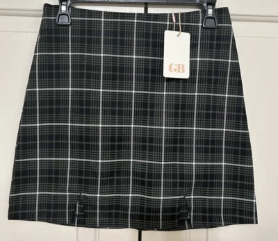 NWT GB size S green black plaid short skirt women's  juniors - Image 1 of 4