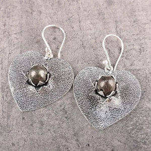 Orecchini Tondi Pirite Naturale Argento 925 Fidanzamento Nuovi Pendenti Matrimonio Gioielli - Foto 1 di 8