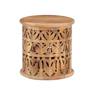 Powell Company Serena 17 in. Wide Natural 17 in. High Solid Mango Wood Side with - Picture 1 of 5