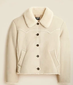 J. Crew Collection Shearling Jacket in Cream Ivory Cropped Fit NEW Size XL $1250 - Picture 1 of 7