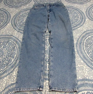 VTG LL Bean Jean Men 29x32 Blue Denim Flannel Lined Natural Fit Outdoor Workwear - Picture 1 of 16