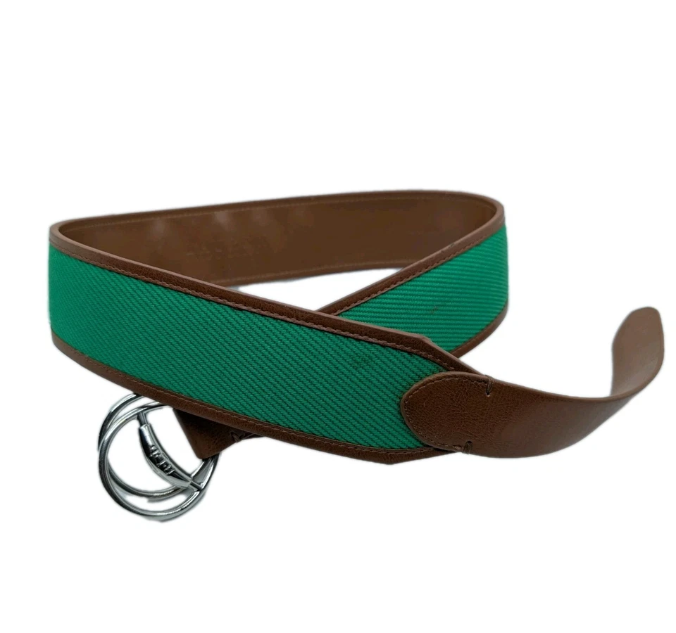 Lauren Ralph Lauren Cinturón Verde Lona Mujer M Marrón Imitación Cuero Ecuestre  Foto 1 de 4