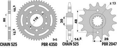 Transmission PBR Couronne Pignon Pour Honda CB 750 F (RC42) 1992 À 2002 - Photo 1/4