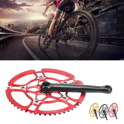 170mm Bike Crankset Aluminium Alloy 53T Single Speed Crank Arm Chainwheel - Image 1 of 4