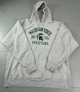 Sudadera con capucha Michigan State Spartans para hombre talla 2XL gris verde bordada deletreada - Imagen 1 de 14