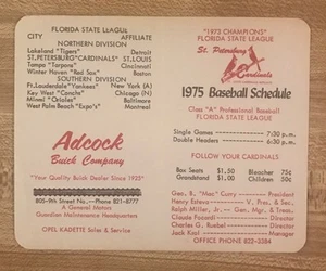 Calendario baseball San Pietroburgo Cardinals 1975 - Foto 1 di 3